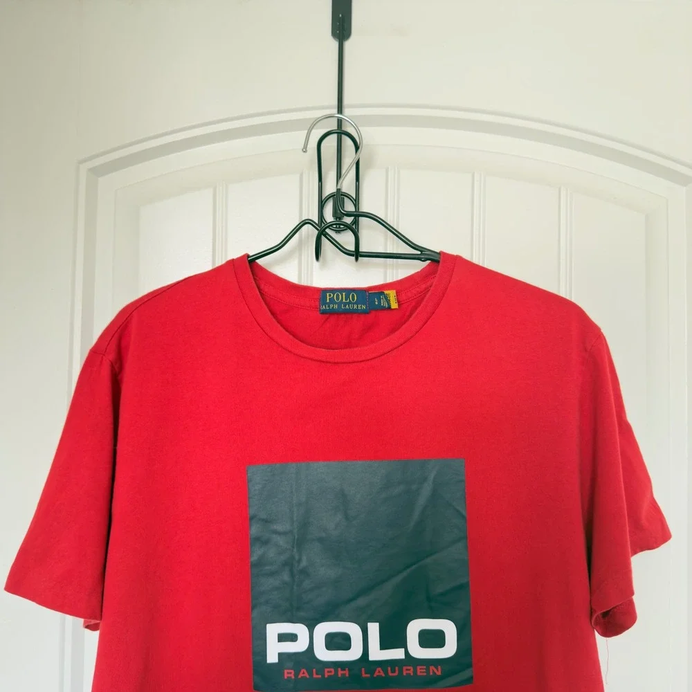 Polo Ralph Lauren Men Red Large Crewneck T-Shirt Logomania Streetwear Normcore